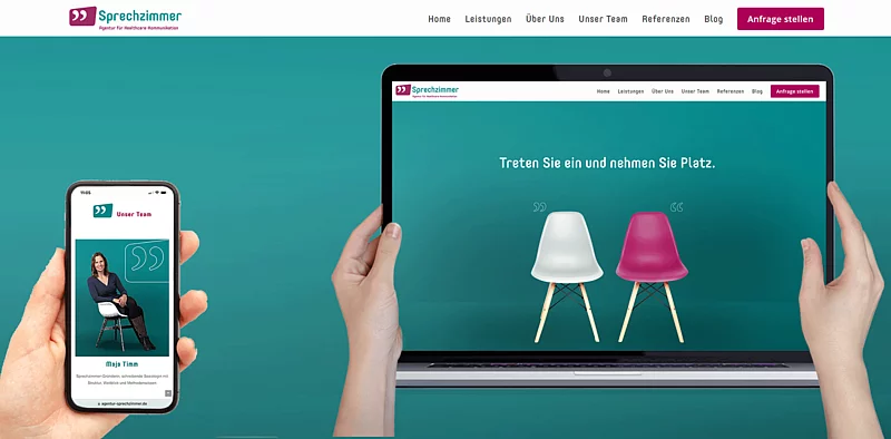Website Agentur Sprechzimmer (mobil und Desk)